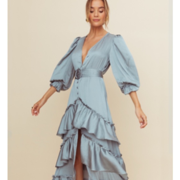 OPT Long Sleeve Light Blue Maxi Dress - Picture 3 of 8